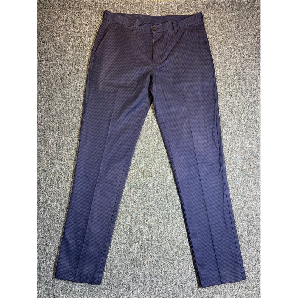 Brooks Brothers Advantage Chino Slim Fit Navy Blue Pinstripe Cotton Pants 33x32